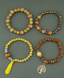 4pcs swt yellow Tassel Drop Beaded Bracelet
