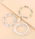 9pcs set white Tassel Charm Beaded Bracelet