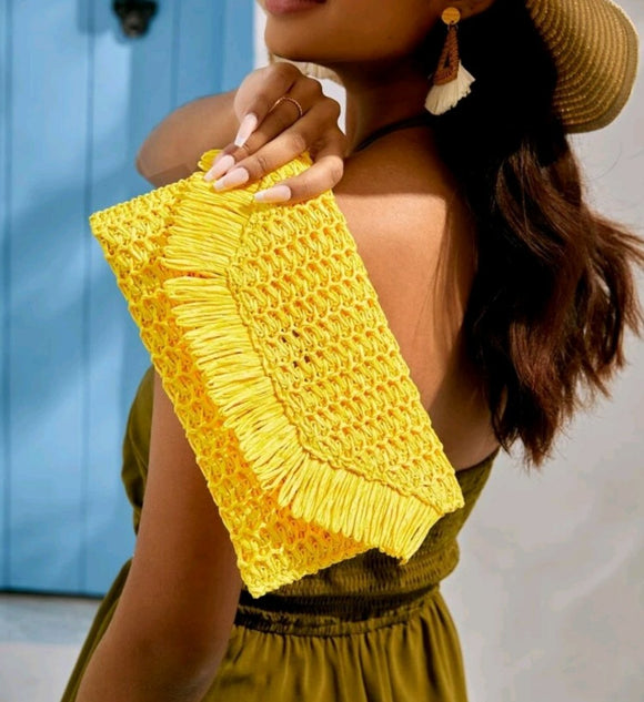 Summer straw bag yellow