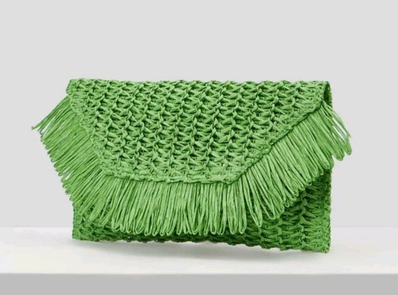 Summer straw bag green