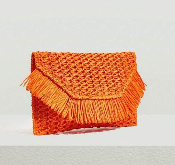 Summer straw bag orange