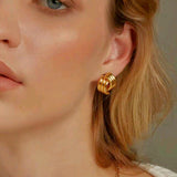 18K Gold Stainless Steel Triple Stranded Stud Earrings