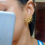18K Gold Plated Stainless Steel Sun-Shaped Earrings