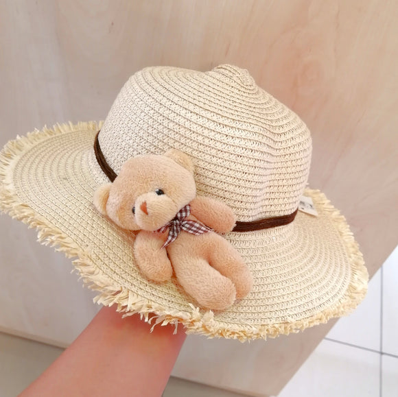 Teddy bear straw hat