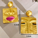 Face Lips irregular Square metal Earrings
