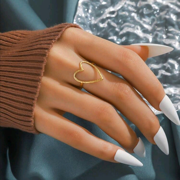 Stainless Heart Design Simple Style Ring