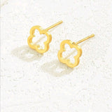 18k gold 4 Leaf Stud Earrings