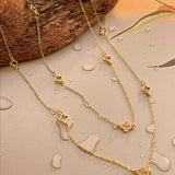 Stainless Steel Hollow Floral Design Long Necklace