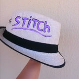 Straw hat hand painted stitch
