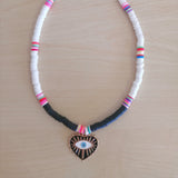 Surfer necklace heart eye