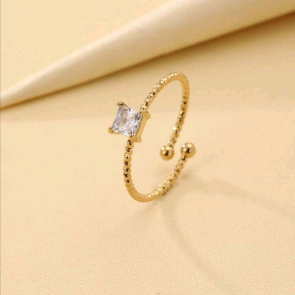 Stainless Steel rhinestone adjustable Ring