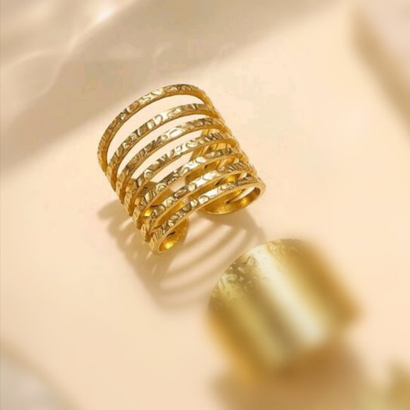 Layered adjustable stainless ring