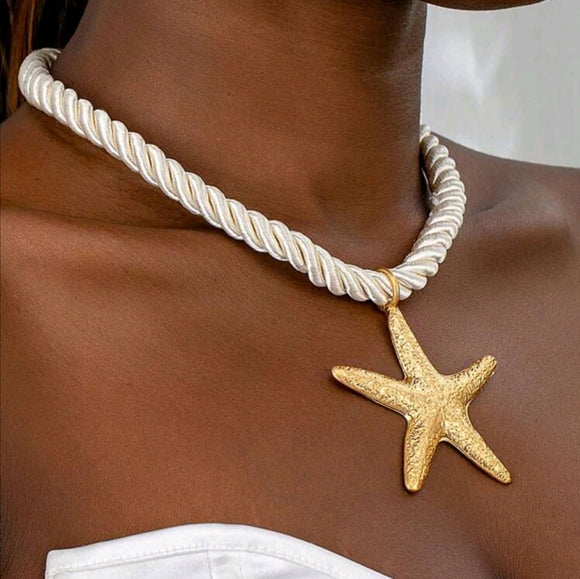 Big starfish rope necklace