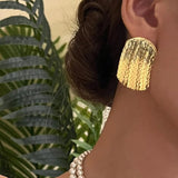 Fringed stud vintage metal earrings