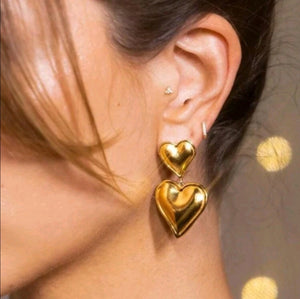 Gold heart 18k gold plated stainless earrings