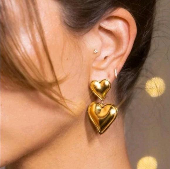 Gold heart 18k gold plated stainless earrings
