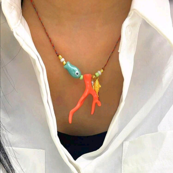 Rope adjustable ocean style necklace