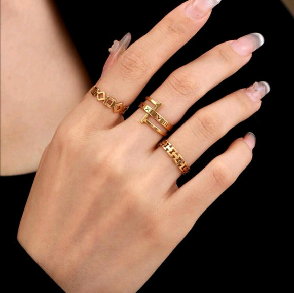 3pcs/Set Stainless Steel Letter adjustable Rings