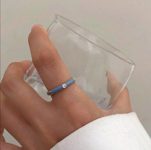 Blue Chain Design adjustable stainless Ring