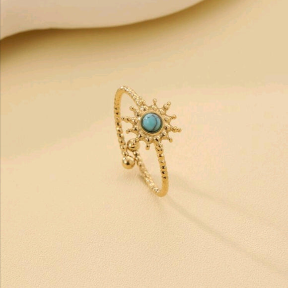 Stainless Steel Turquoise Stone adjustable ring