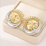 Sun Face Moon Design Earrings