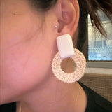 Boho Rattan Geometric Design Earrings