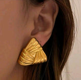Stainless geometric triangle gold earrings