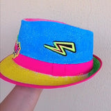Straw hat hand painted pow energy colorful