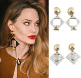 Exaggerated luxurious geometric color block earrings