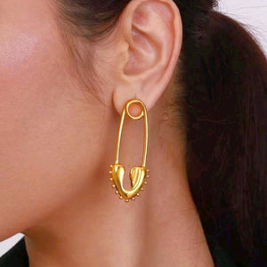 Heart lock gold earrings