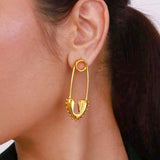 Heart lock gold earrings