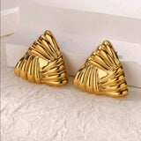 Stainless geometric triangle gold earrings