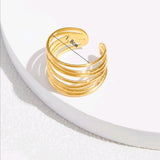 Stainless Layered Cuff adjustable Ring