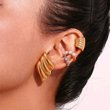 Stainless Steel With Wing Stud Earrings