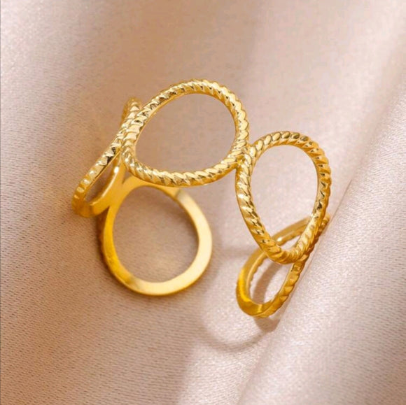 Stainless Steel Hollow Out Circle adjustable Ring