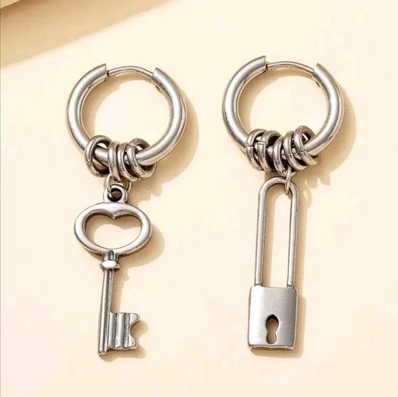 1pc Key & Lock Drop EarringsStainless Steel