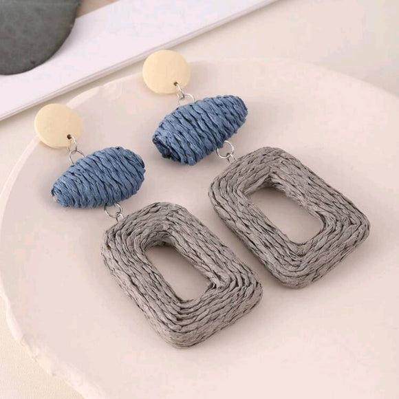 Blue gray woven earrings