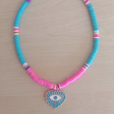 Surfer necklace heart eye