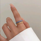 Blue Chain Design adjustable stainless Ring