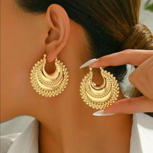 Asymmetrical Oval gold Earrings