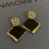 French Retro Luxury Square Lady Earrings