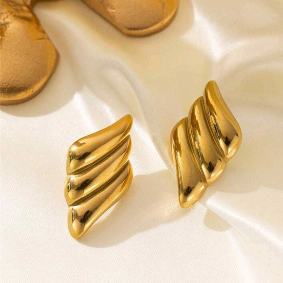 Stainless Steel With Wing Stud Earrings