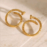18K Gold Plating Stainless Steel nail Earrings