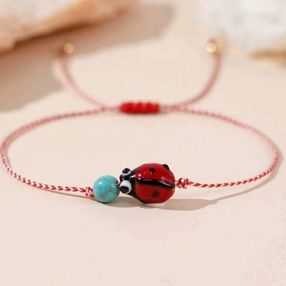Turquoise Ladybug good luck Bracelet