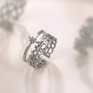 Layered star adjustable stainless ring