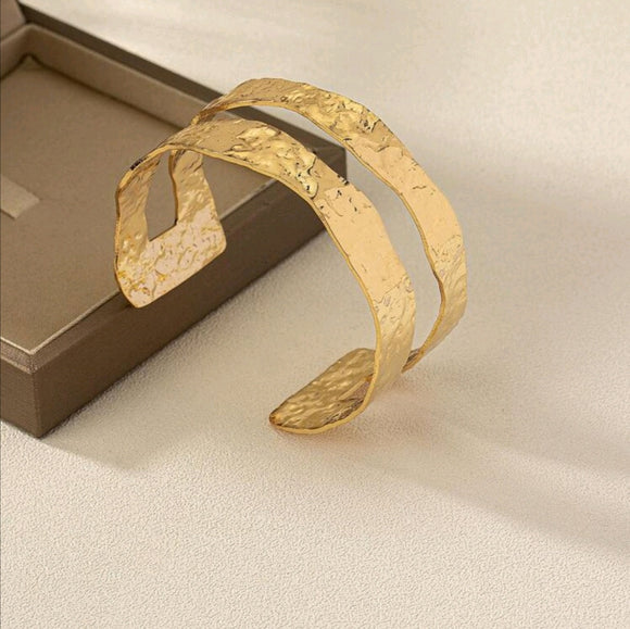 Textured Cuff stainless Bangle bracelet