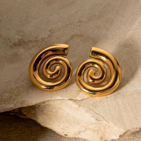 Geometric spiral zink alloy earrings