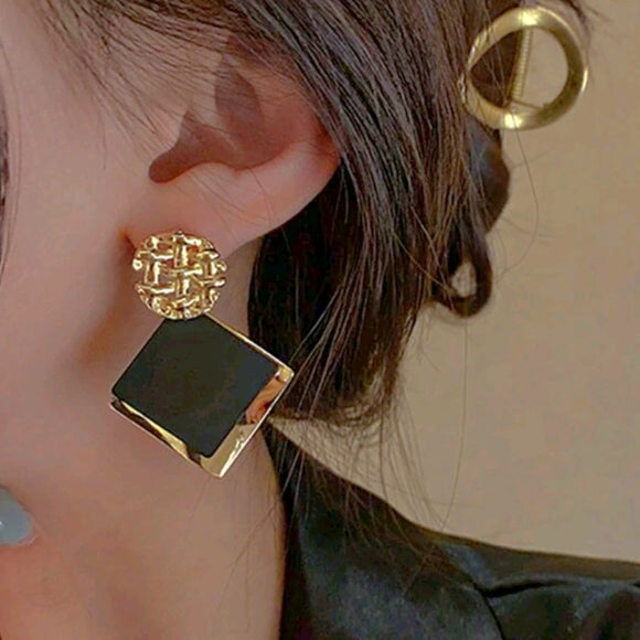 French Retro Luxury Square Lady Earrings