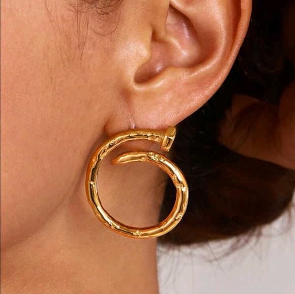 18K Gold Plating Stainless Steel nail Earrings