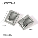18k gold plated stainless silver glossy rectangle earrings